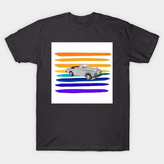 Black vintage car  with colorful gouache painted background T-Shirt by kuallidesigns